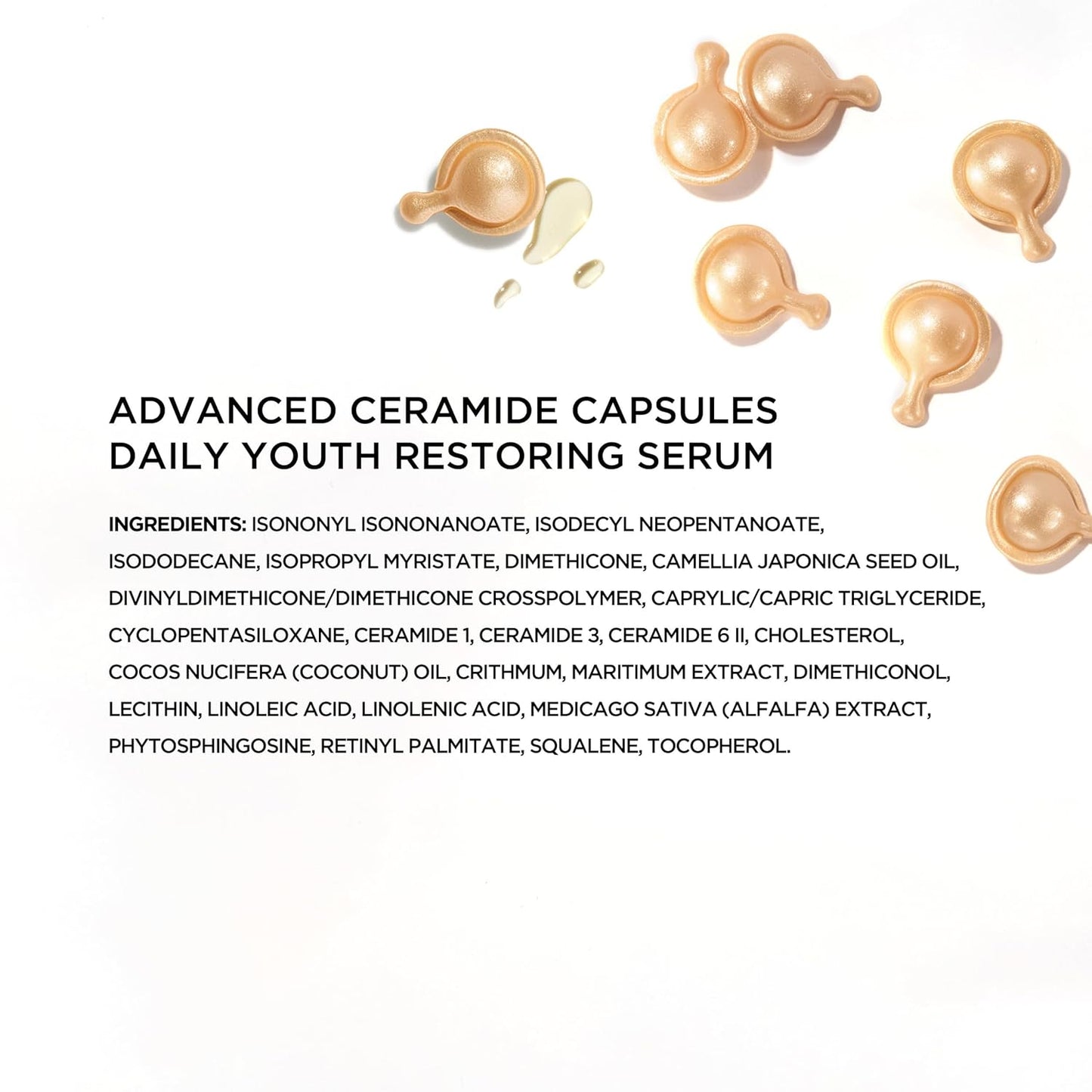 Advanced Ceramide Anti-Aging Serum Capsules, Skincare Gift for Women, Minimizes Wrinkles, Boosts Skin Hydration & Radiance, Fragrance-Free