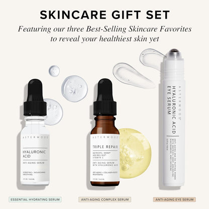 Skincare Essentials Gift Set - with Hyaluronic Acid Serum, Triple Repair Serum, and Hyaluronic Acid under Eye Serum - Skin Care Set, Christmas Gift, Gifts for Women