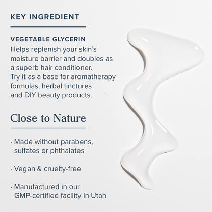 Vegetable Glycerin Soothing Moisturizer, Oil Free Hydration for Skin Care, Hair Care, Face & Body, DIY Beauty Products & More, Soothes & Softens, Made without Parabens, Vegan, 4Oz