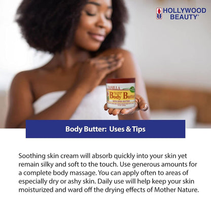 Body Butter with Shea Butter, Vanilla - 12 Oz. - Sooth & Moisturize Skin