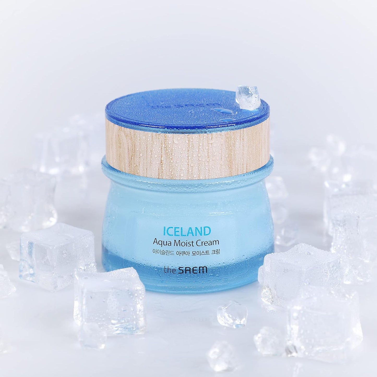 [The SAEM] Iceland Aqua Moist Cream 60Ml - Moisture Coating Hydrating Facial Cream with Iceland Mineral Water for Dry Skin, Hypoallergenic Safe Formula