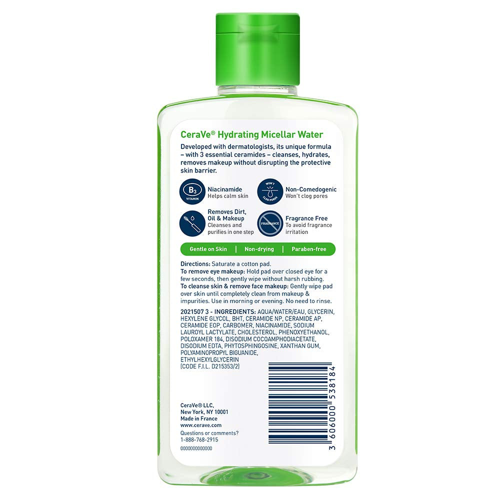 Micellar Water | New & Improved Formula | Hydrating Facial Cleanser & Eye Makeup Remover | Fragrance Free & Non-Irritating | 10 Fl. Oz