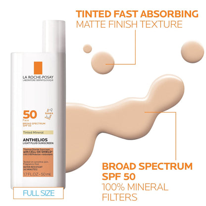 La Roche-Posay Anthelios Tinted Sunscreen SPF 40+ | Broad Spectrum SPF + Antioxidants | Titanium Dioxide & Zinc Oxide Sunscreen | 4 Flexible Shades with No White Cast | Oil Free & Oxybenzone Free