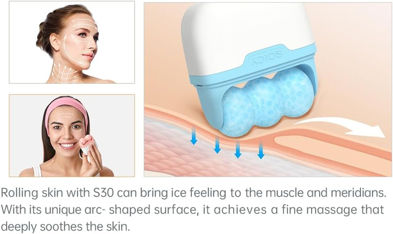 Blue Ice Roller Face Massagers Cold Massage for Body Eyes Face Skin Care Tools, Roller Cooling Roller Massager