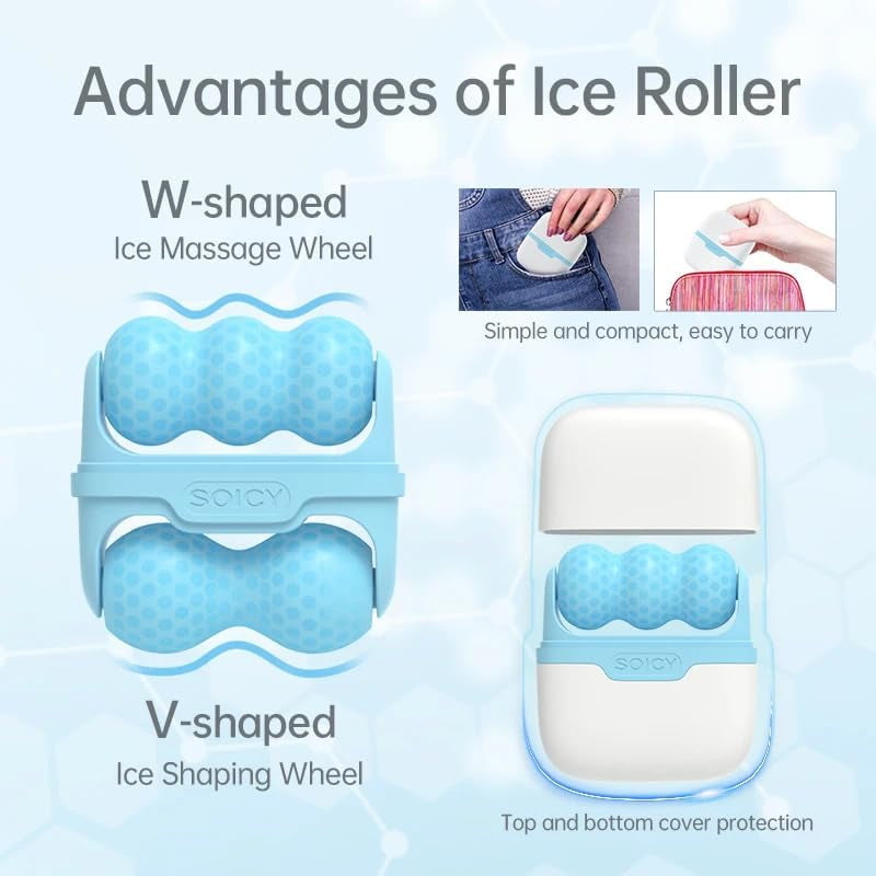 Blue Ice Roller Face Massagers Cold Massage for Body Eyes Face Skin Care Tools, Roller Cooling Roller Massager