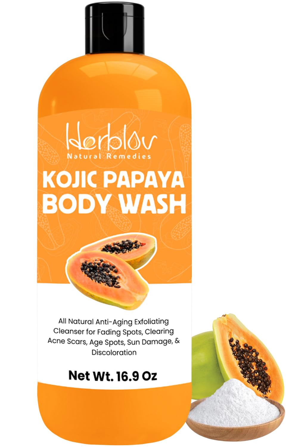 Kojic Acid Soap for Hyperpigmentation – Skin Brightening Kojic Papaya Body Wash – Dark Spot Soap Reduces Acne, Scars, and Evens Skin Tone – Turmeric Body Wash for Brighter Glowing Skin